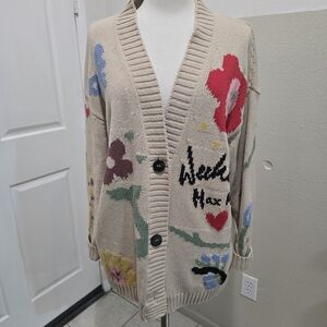 MaxMara Beige Floral Cardigan Sweater